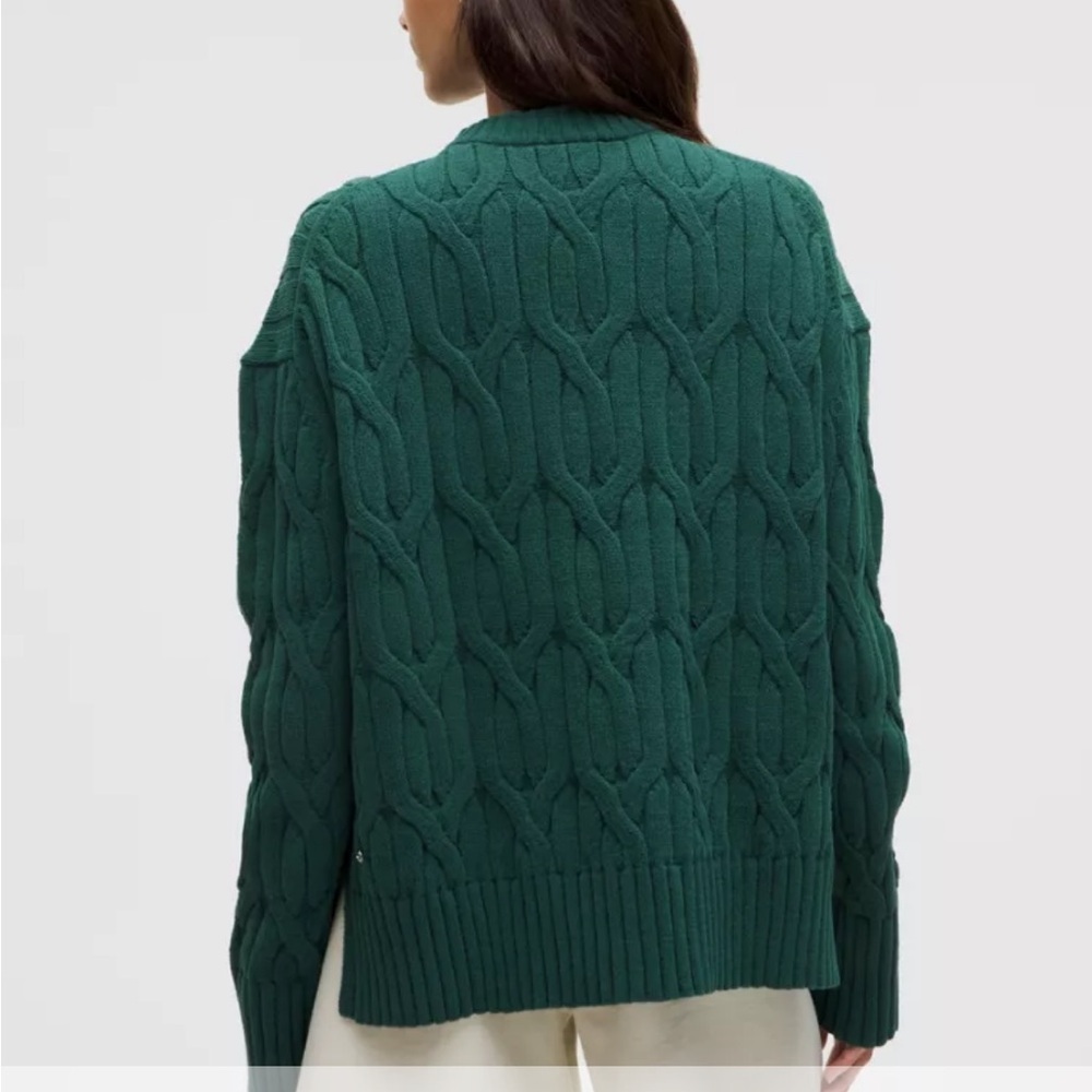 Lululemon Cable-Knit Oversized Crewneck Storm Teal - Picture 3 of 10